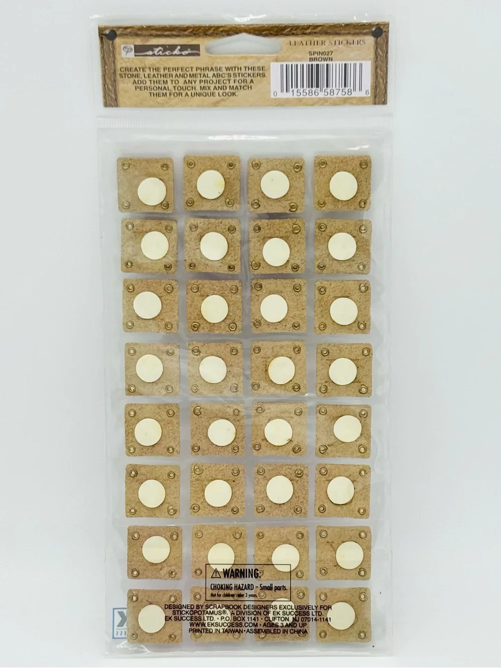 Sticko Inspirables Leather Alphabet Stickers Brown SPIN027 EK Success Scrapbook